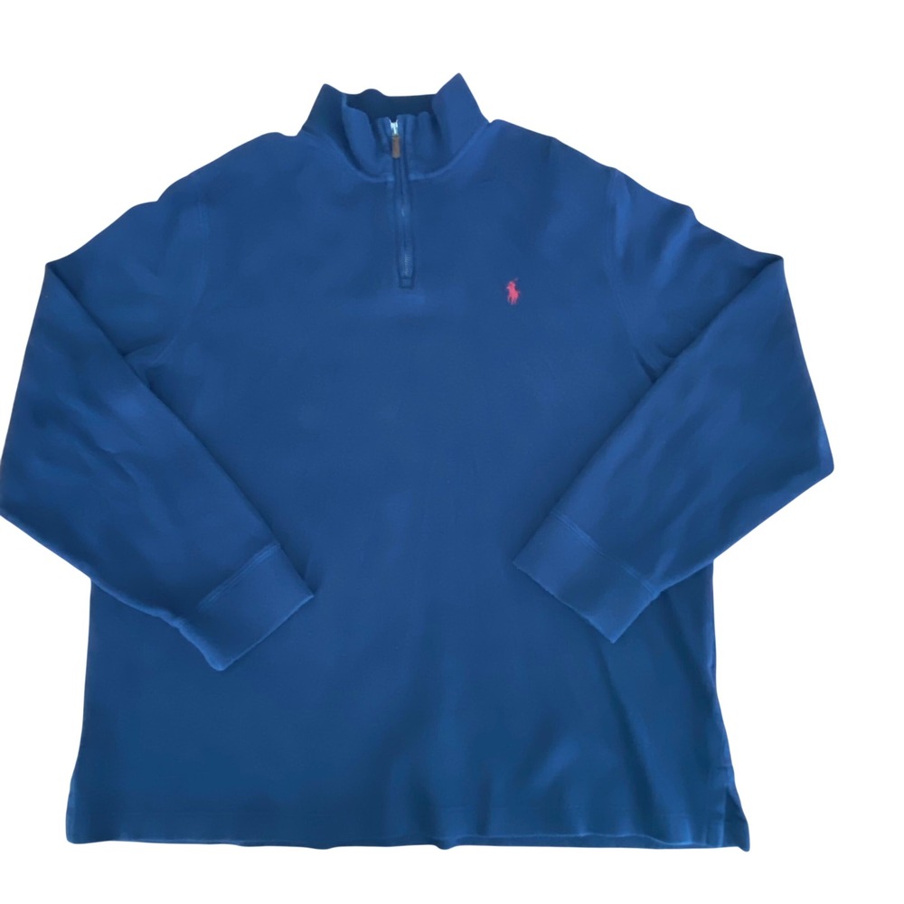 Polo Ralph Lauren Mens XL Estate Rib Quarter Zip Pullover Navy Blue 710784465009